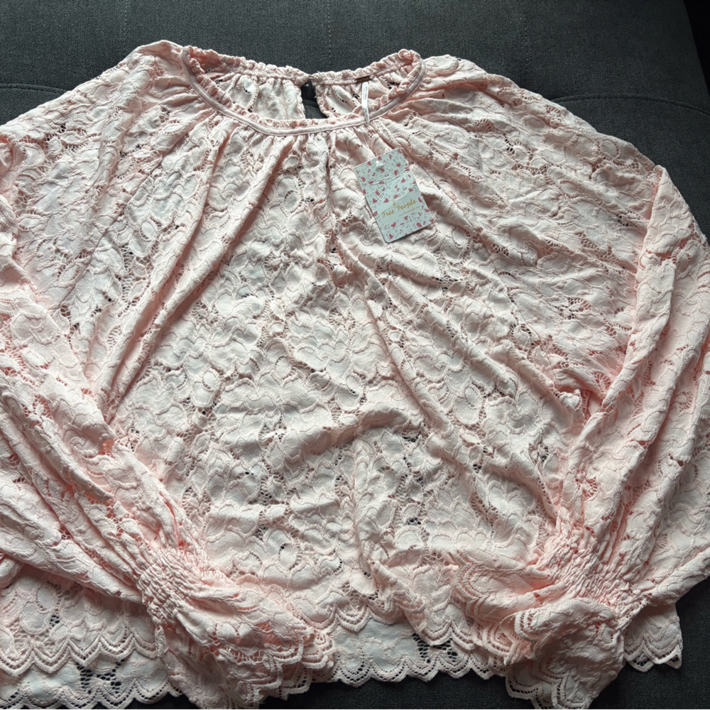 Free People Pink Lace Blouse